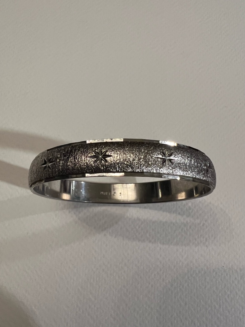 Monet Star Engraved Silver-tone Bangle Bracelet